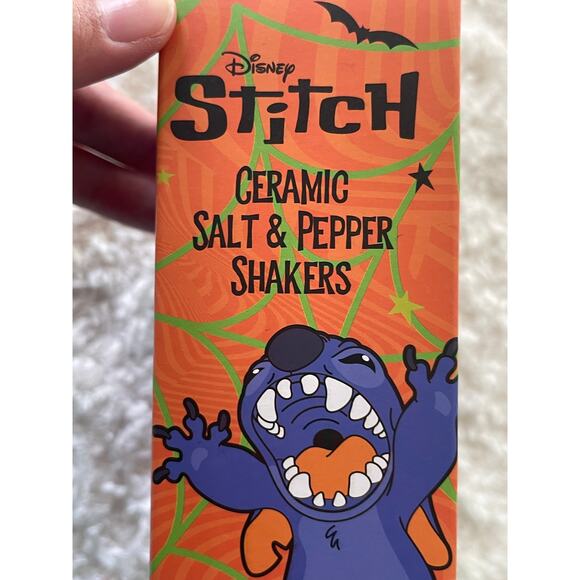 Disney Stitch & Scrump Halloween Skeleton Ceramic Salt & Pepper Shakers NEW - Picture 5 of 10